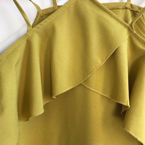 Misguided Chartreuse Ruffle Shift Dress - Picture 3 of 4